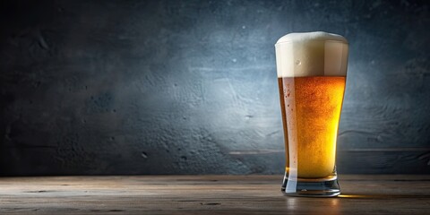 Canvas Print - Glass of cold beer with foam top , beverage, alcohol, drink, refreshment, pub, draft, pint, lager, bar, brewery, brew