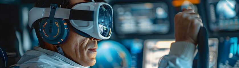 Poster - Engineer Wearing VR Glasses Testing Virtual Prototype of New Vehicle