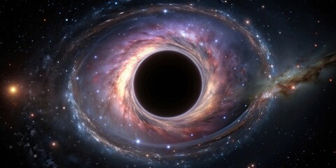 Canvas Print - A stunning visualization of a massive black hole at the center of a dark galaxy , Space, Astrophysics