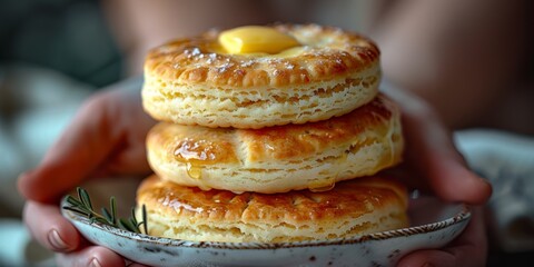 Canvas Print - National Biscuit Day biscuits with butter, September 7th