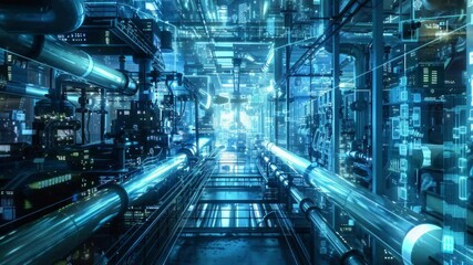 Poster - The Internet of Things IoT in manufacturing. Integration of connected devices to optimize production, maintenance, inventory, and other factory operations in the new era of Industry 4.0 