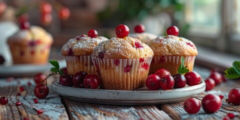 Wall Mural - National Muffin Day fresh muffins, September 21st