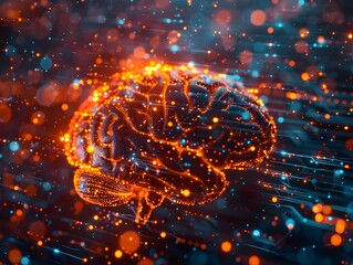 Poster - Illuminated Neural Connections of a Digital Brain Symbolizing and Machine Learning
