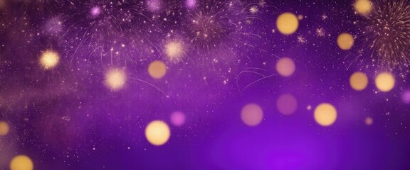 Wall Mural - Abstract background Purple and gold fireworks and Bokeh