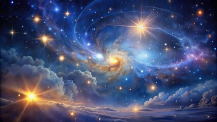 Wall Mural - inspiring night sky texture with twinkling stars and swirling nebulae, night sky, stars, space, univ