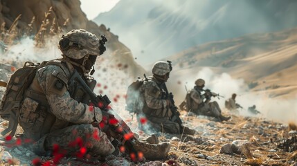 Wall Mural - Soldier in Combat Zone.