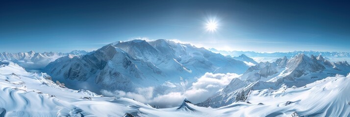 Poster - Snowy Mountain Peaks Under a Clear Sky