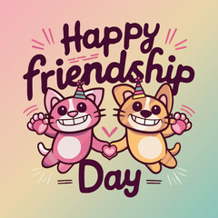 Happy friendship day greeting card vector illustration design. International friendship day celebrating typography background graphic illustration banner, poster and template design