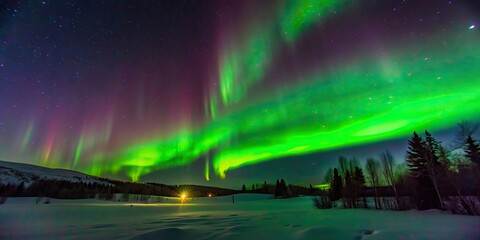 Poster - Vibrant display of the stunning Aurora Borealis in the night sky, Northern Lights, colorful, celestial, natural phenomenon, beauty