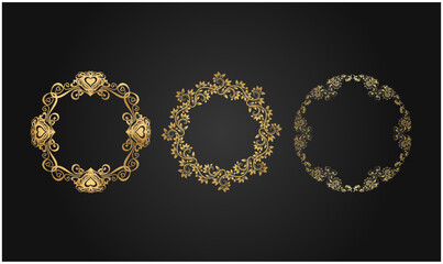 Wall Mural - decorative line art frame for design template. elegant vector element eastern style, place for text.