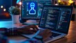 © Photography09 - Programmer typing code on laptop with AI assistant hologram beside, modern technology, productivity