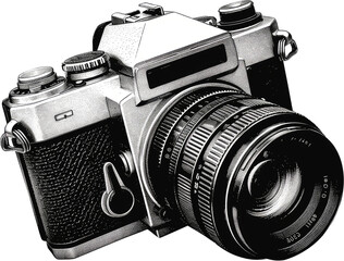 retro camera photography collage element on transparent background, retro camera punk y2k collage el