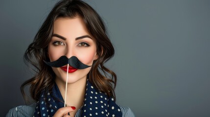 Wall Mural - The woman with mustache prop