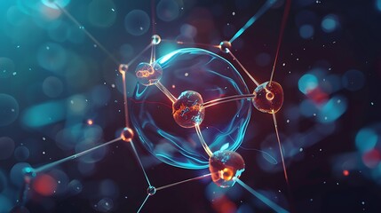 Poster - mesmerizing dance of molecules in a cosmic symphony of light and energy. AI generated