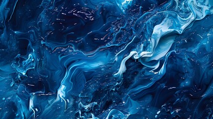 Intricate blue liquid patterns and shapes, creating a fluid and artistic background. 