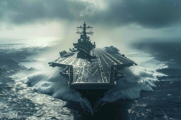 Wall Mural - Military aircraft carrier ship at sea