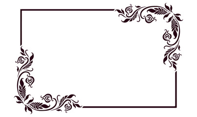 Wall Mural - elegant floral frame with roses and flourishes. collection of vintage hand drawn romantic rose vigne
