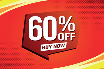 60% sixty percent off buy now poster banner graphic design icon logo sign symbol social media website coupon

