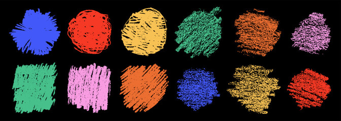 Wall Mural - vivid bright naive playful kids charcoal texture set. sharp and loose hatching samples. vector hand 