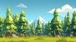 © Habibur Rahaman - Fir trees in the forest. 3D illustration. Cartoon style.