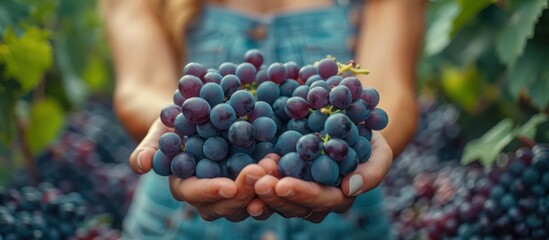 Wall Mural - Freshly Picked Grapes in a Vineyard