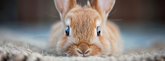 Wall Mural -  A close-up of a rabbit's face with a softly blurred background