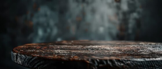  A tight shot of a wooden tabletop, the background softly blurred by water droplets on its surface