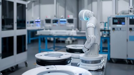Aufkleber - Capture a factory where robots are manufacturing medical devices, emphasizing the critical role of robotics in healthcare technology.