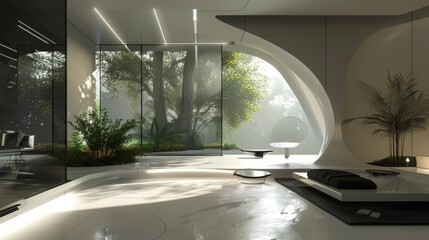 Poster - capture a futuristic home with an integrated ai system that learns the habits and preferences of its