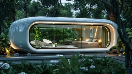Poster - capture a futuristic home with an integrated ai system that learns the habits and preferences of its