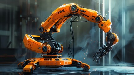 Aufkleber - Capture the futuristic design of construction robots equipped with AI for adaptive learning and autonomous decision-making.