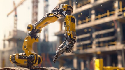 Aufkleber - Capture the futuristic design of construction robots equipped with AI for adaptive learning and autonomous decision-making.
