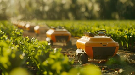 Poster - Capture the innovation in an autonomous farming system, with robots managing planting, watering, and harvesting crops.