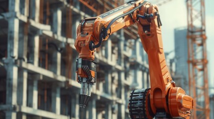 Poster - Capture the integration of AI-driven robots performing real-time adjustments and optimizations during the construction process