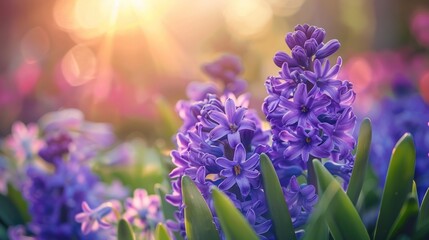 Canvas Print - Purple Hyacinths in Sunlight