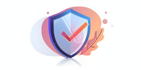 Poster - Clean Shield Icon with Check Mark Highlighting Security and Protection on White Background
