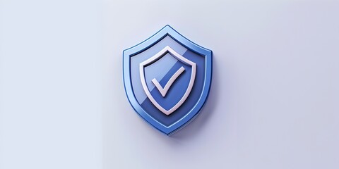 Poster - Clean Shield Icon with Check Mark Highlighting Security and Protection