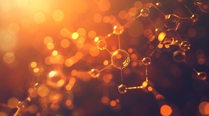 Abstract Molecular Structure with Warm Bokeh
