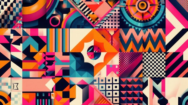 Geometric patterns in digital typography. Describe how geometric patterns are used creatively in digital fonts and typographic designs.