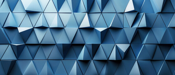 Wall Mural - Abstract texture blue background with 3d geometric triangular gradient metallic shapes for website, business, print design template metallic metal paper pattern illustration wall