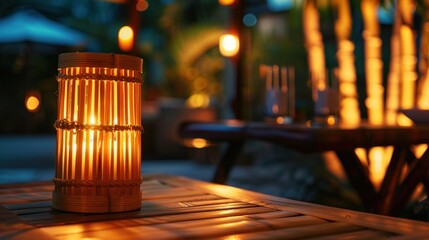 Canvas Print - Bamboo Lantern Lighting Up a Warm Evening