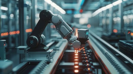 Poster - Our industrial factory leverages robotics to achieve unprecedented levels of productivity.