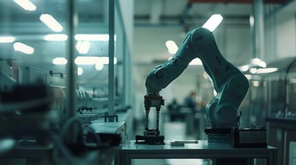 Poster - Our industrial factory leverages robotics to achieve unprecedented levels of productivity.