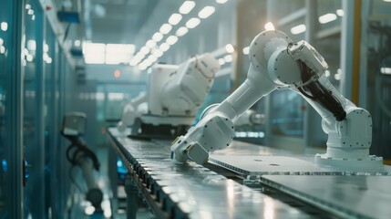 Poster - Our industrial factory leverages the latest in robotic technology to optimize production.