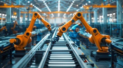 Poster - Our industrial factory leverages the latest in robotic technology to optimize production.
