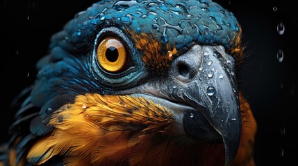 Poster - blue and yellow macaw HD 8K wallpaper Stock Photographic Image Generative AI  