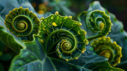 Poster - Swirl patterns in nature, like leaves and flowers, showcase the Fibonacci sequence and golden ratio's beauty.