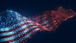 © EliteStockPhotos - Digital representation of USA flag with network nodes, ideal for 4th of July or Memorial Day designs, featuring empty space for text.
