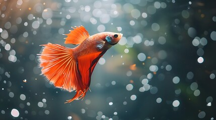 Canvas Print - Betta Fish in Abstract Motion Flowing Fins Create Vibrant Underwater Artwork