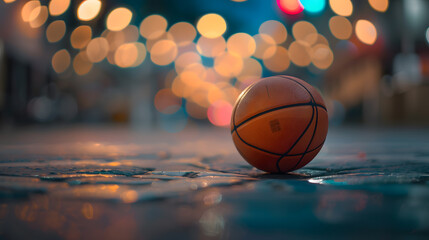 Poster - A basketball is sitting on the ground in front of a tree